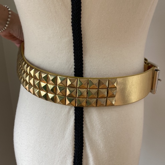 Vintage MK leather gold studded belt Y2K 80's punk riveted large Michael Kors - Picture 2 of 13